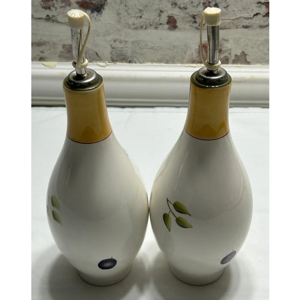 Sonoma Villa Oil Vinegar Cruet Set Home Interiors Fruit Motif Good Earthenware